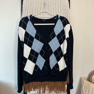 John Galt Argyle Cardigan Sweater